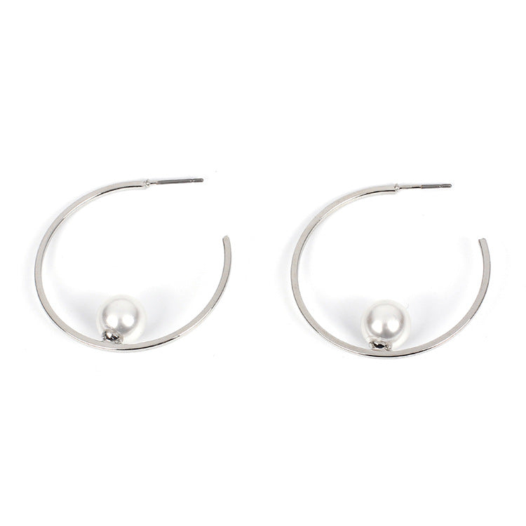 Wholesale C-type Open Pearl Alloy Earrings